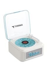 Torima D61 Beyaz  Nostalji Plak Görünüm Dekor Waves BT Işıklı Müzik Çalar Saat Tf Kart Aux Özellikli
