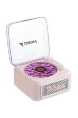Torima D61 Pembe  Nostalji Plak Görünüm Dekor Waves BT Işıklı Müzik Çalar Saat Tf Kart Aux Özellikli