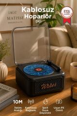Torima Bluetooth Hoparlör Nostaljik Plak Görünümlü Işıklı AUX TF Destekli Speaker D61 Siyah