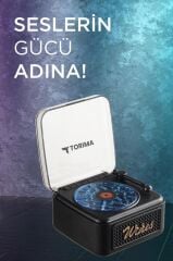 Torima D61 Siyah Nostalji Plak Görünüm Dekor Waves BT Işıklı Müzik Çalar Saat Tf Kart Aux Özellikli