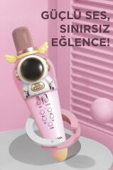Torima KIDMIC01 Pembe Astronot Figürlü Şarjlı BT Karaoke Mikrofon ve Hoparlör 5W Kablosuz Mikrofon