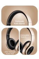 Bluetooth Kulaklık Kulak Üstü Kablosuz Kulaklık P575 Altın