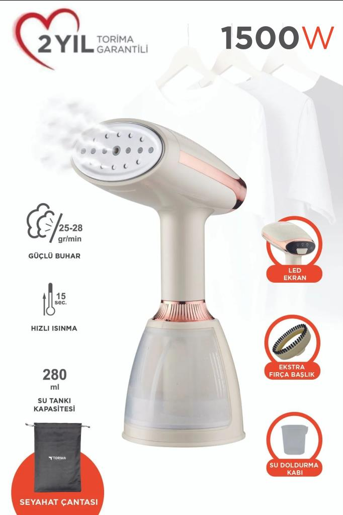 Buharlı Ütü Kırışık Giderici Taşınabilir Dikey Seyehat Ütüsü 1500W KY003 Beyaz