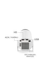 Taşınabilir Projektör Ev Sineması Android 11 Bluetooth Akıllı Projeksiyon HY300 PRO Beyaz