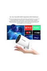 Taşınabilir Projektör Ev Sineması Android 11 Bluetooth Akıllı Projeksiyon HY300 PRO Beyaz