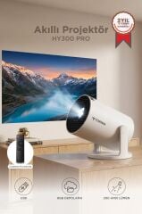 Taşınabilir Projektör Ev Sineması Android 14 Bluetooth Akıllı Projeksiyon HY300 PRO Beyaz