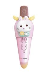 Torima KIDMIC03 Pembe Tavşan Figürlü Şarjlı BT Karaoke Mikrofon ve Hoparlör 5W Kablosuz Mikrofon