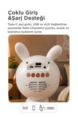 Torima Bluetooth Hoparlör Rgb Işıklı Mikrofonlu Karaoke Tavşan Figürlü Speaker KIDMIC-05 Beyaz