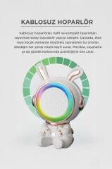 Torima Bluetooth Hoparlör Rgb Işıklı Mikrofonlu Karaoke Tavşan Figürlü Speaker KIDMIC-05 Beyaz