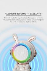 Torima Bluetooth Hoparlör Rgb Işıklı Mikrofonlu Karaoke Tavşan Figürlü Speaker KIDMIC-05 Beyaz