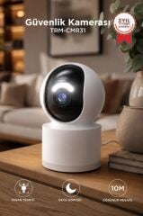 Güvenlik Kamerası Led Işıklı Wifi Full Hd Smart Ip Kamera CMR31 Beyaz