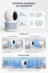 Güvenlik Kamerası Led Işıklı Wifi Full Hd Smart Ip Kamera CMR31 Beyaz