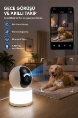 Güvenlik Kamerası Led Işıklı Wifi Full Hd Smart Ip Kamera CMR31 Beyaz