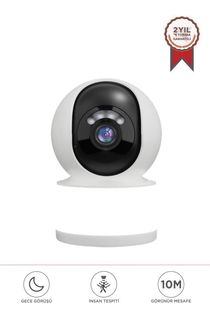 Güvenlik Kamerası Led Işıklı Wifi Full Hd Smart Ip Kamera CMR31 Beyaz