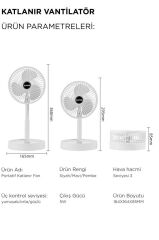 Vantilatör 3 Kademeli Taşınabilir Şarjlı Klima Soğutucu Fan F06 Siyah