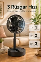 Vantilatör 3 Kademeli Taşınabilir Şarjlı Klima Soğutucu Fan F06 Siyah