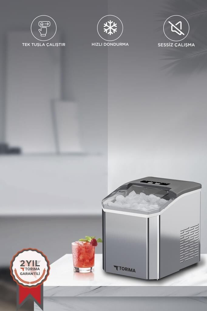 Portatif Taşınabilir Hızlı Buz Yapma Makinesi YH16M Gümüş