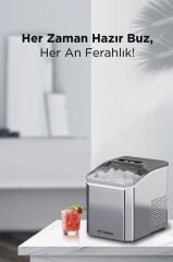 Portatif Taşınabilir Hızlı Buz Yapma Makinesi YH16M Gümüş