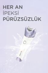 Epilatör Islak Kuru Kablosuz 6 Başlıklı Yüz Koltuk Altı Bikini Bölgesi Bacak Epilatörü TEP02 Beyaz