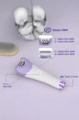 Epilatör Islak ve Kuru Kablosuz 6 Başlıklı Yüz Koltuk Altı Bikini Bölgesi Bacak Epilatörü TEP02 Beyaz