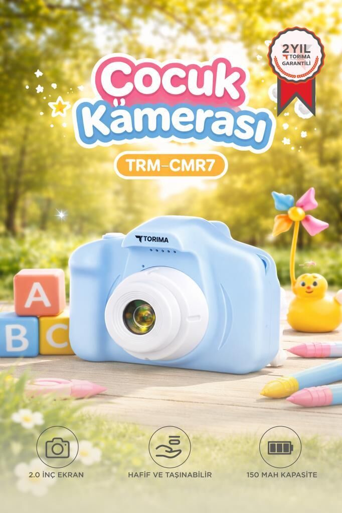 Dijital Fotoğraf Makineleri Çocuk Kamerası 1080P Hd CMR7 Mavi