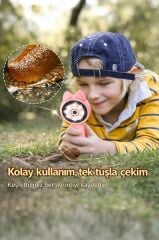 Mini Dijital Mikroskop Led Işıklı HD IPS Ekranlı Eğitici Oyuncak TSM02 Pembe