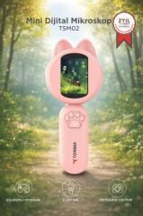 Mini Dijital Mikroskop Led Işıklı HD IPS Ekranlı Eğitici Oyuncak TSM02 Pembe