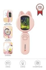 Mini Dijital Mikroskop Led Işıklı HD IPS Ekranlı Eğitici Oyuncak TSM02 Pembe