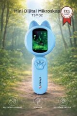 Mini Dijital Mikroskop Led Işıklı HD IPS Ekranlı Eğitici Oyuncak TSM02 Mavi