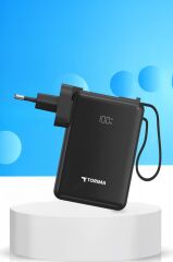 Taşınabilir Batarya 10000 Mah Type-C Hızlı Şarj Dijital Göstergeli 22,5W Powerbank TRM-1017 Siyah