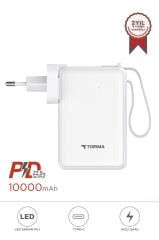 Torima TRM-1017 Beyaz 10000 mAh Type-C Taşınabilir 22,5 W Hızlı Şarj Dijital Göstergeli Powerbank