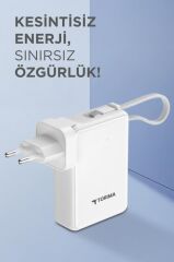 Torima TRM-1017 Beyaz 10000 mAh Type-C Taşınabilir 22,5 W Hızlı Şarj Dijital Göstergeli Powerbank