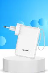 Taşınabilir Batarya 10000 Mah Type-C Hızlı Şarj Dijital Göstergeli 22,5W Powerbank TRM-1017 Beyaz