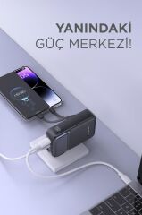 Taşınabilir 20000 Mah Type-C Lightning Hızlı Şarj Dijital Göstergeli 22,5W Powerbank TRM-1027 Siyah