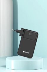 Taşınabilir Batarya 20000 Mah Type-C Lightning Hızlı Şarj Dijital Göstergeli 22,5W Powerbank TRM-1027 Siyah