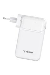 Taşınabilir 20000 Mah Type-C Lightning Hızlı Şarj Dijital Göstergeli 22,5W Powerbank TRM-1027 Beyaz