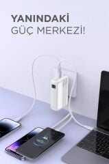 Taşınabilir 20000 Mah Type-C Lightning Hızlı Şarj Dijital Göstergeli 22,5W Powerbank TRM-1027 Beyaz