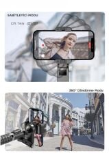 Tripod Çok Amaçlı Led Işıklı Kumandalı Gimbal Selfie Çubuğu Q18 Siyah