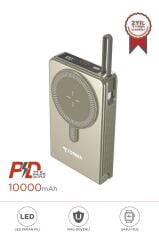 Taşınabilir Batarya 10000 Mah Type-C Hızlı Şarj 22,5W Magsafe Powerbank TRM-1019 Altın