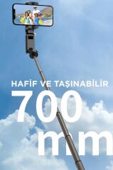 Tripod Çok Amaçlı Led Işıklı Kumandalı Gimbal Selfie Çubuğu Q18 Siyah