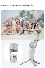 Tripod Gimbal Özellikli Çok Amaçlı Selfie Çubuğu M01 Gri