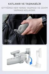 Tripod Gimbal Özellikli Çok Amaçlı Selfie Çubuğu M01 Gri