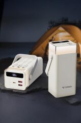 Taşınabilir Batarya 40000 Mah Type-C Lightning Hızlı Şarj Rgb Işıklı 22,5W Powerbank TRM-1041 Beyaz