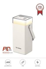 Torima TRM-1041 Beyaz 40000 mAh Type-C Lightning 22,5 W Hızlı Şarj  RGB Led Işıklı Powerbank