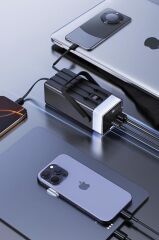 Taşınabilir Batarya 40000 Mah Type-C Lightning Hızlı Şarj Rgb Işıklı 22,5W Powerbank TRM-1041 Beyaz