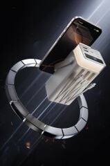 Taşınabilir Batarya 40000 Mah Type-C Lightning Hızlı Şarj Rgb Işıklı 22,5W Powerbank TRM-1041 Beyaz