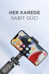Tripod Çok Amaçlı Kumandalı Android Ios Uyumlu Selfie Çubuğu Q07 Siyah