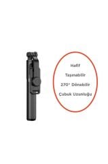Tripod Çok Amaçlı Kumandalı Android Ios Uyumlu Selfie Çubuğu Q07 Siyah