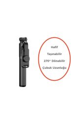 Tripod Çok Amaçlı Kumandalı Android Ios Uyumlu Selfie Çubuğu Q07 Siyah