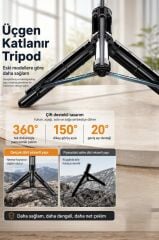 Tripod Çok Amaçlı Kumandalı Android Ios Uyumlu Selfie Çubuğu Q07 Siyah